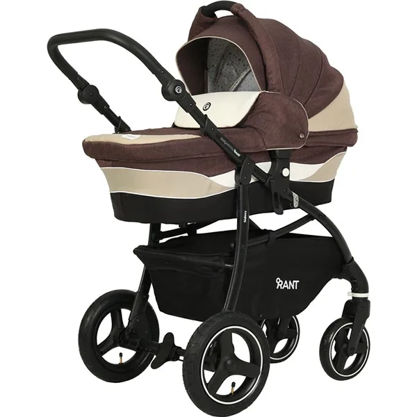 Детская коляска Rant Sidney 2 в 1, ткань+экокожа, Brown - Beige — главный ракурс
