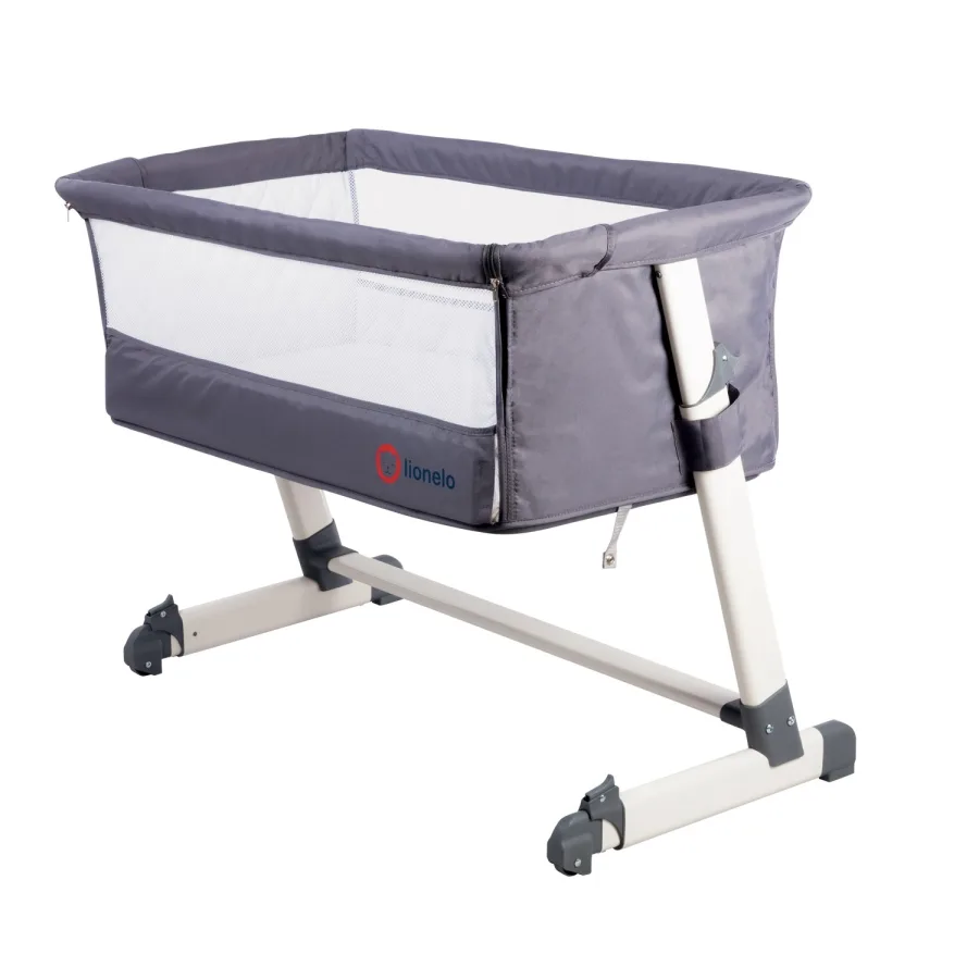 Колыбель Lionelo Theo, приставная, Dark grey — главный ракурс