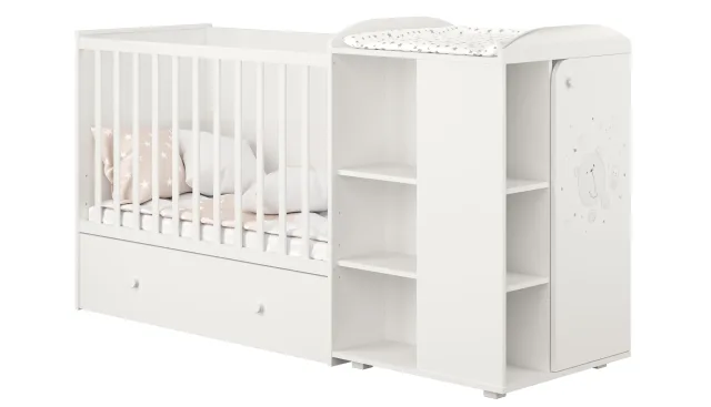 Детская кроватка-трансформер Polini Kids French 800 Teddy с ящиком — фото 2