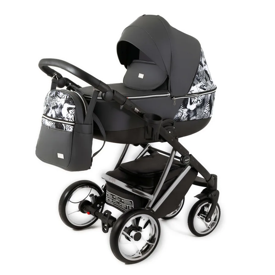 Детская коляска Ray Agix 3 в 1, 1 черная кожа — главный ракурс