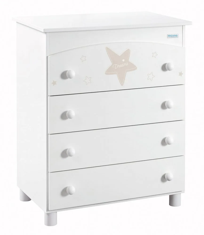 Детский пеленальный комод Micuna Estela B-970, white/grey матрасик grey stars — главный ракурс