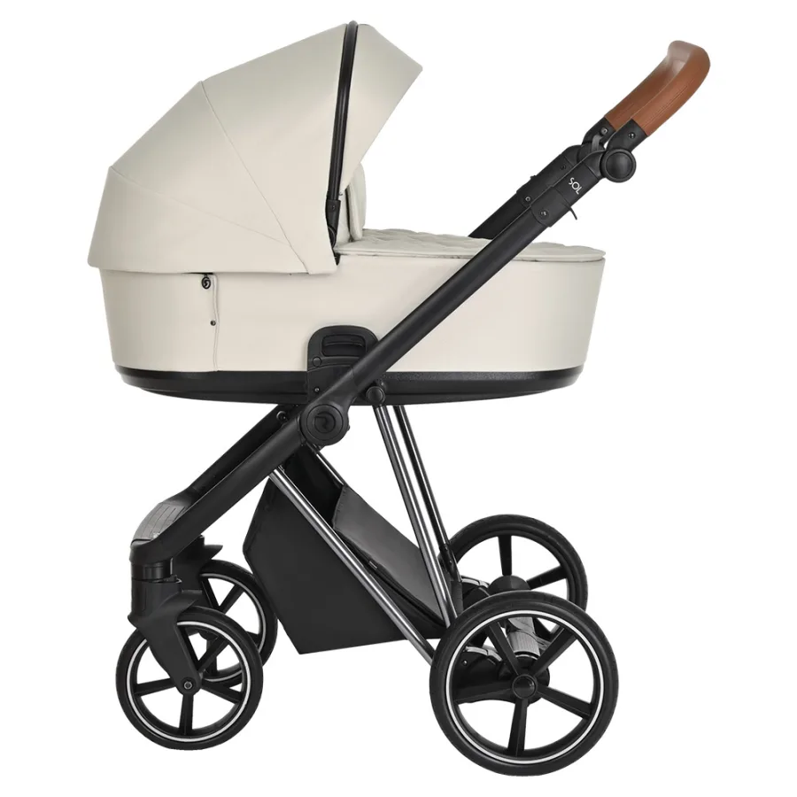 Детская коляска Roan Sol Lux 2 в 1 на серебряной раме, RSL/3034 Pearl Shell/Nikiel/коричневая ручка — главный ракурс