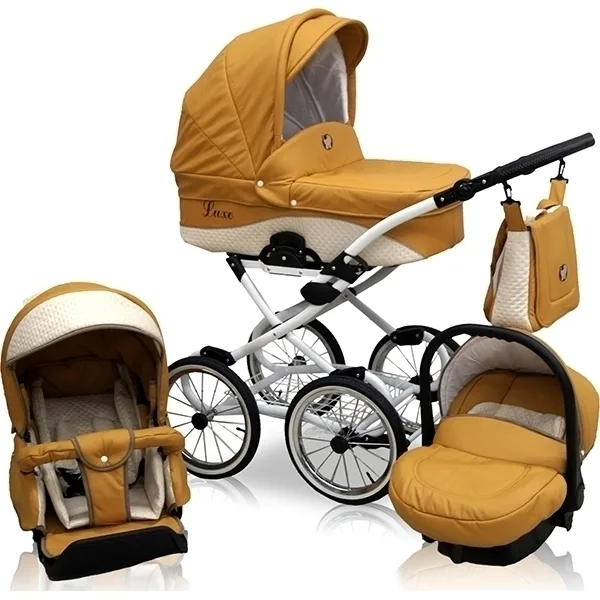 Детская коляска Nastella Luxe Prestige Eco 3 в 1, экокожа, 02 beige — главный ракурс
