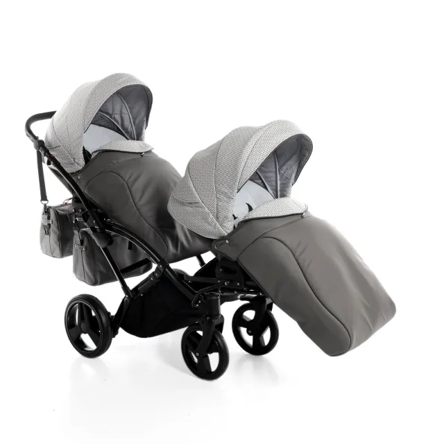Детская коляска для двойни Junama Madena Duo Slim 2 в 1, ткань+эко-кожа — фото 8
