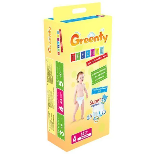 Одноразовые детские подгузники Greenty 4 Гринти 9-14 кг, 44 шт. — главный ракурс
