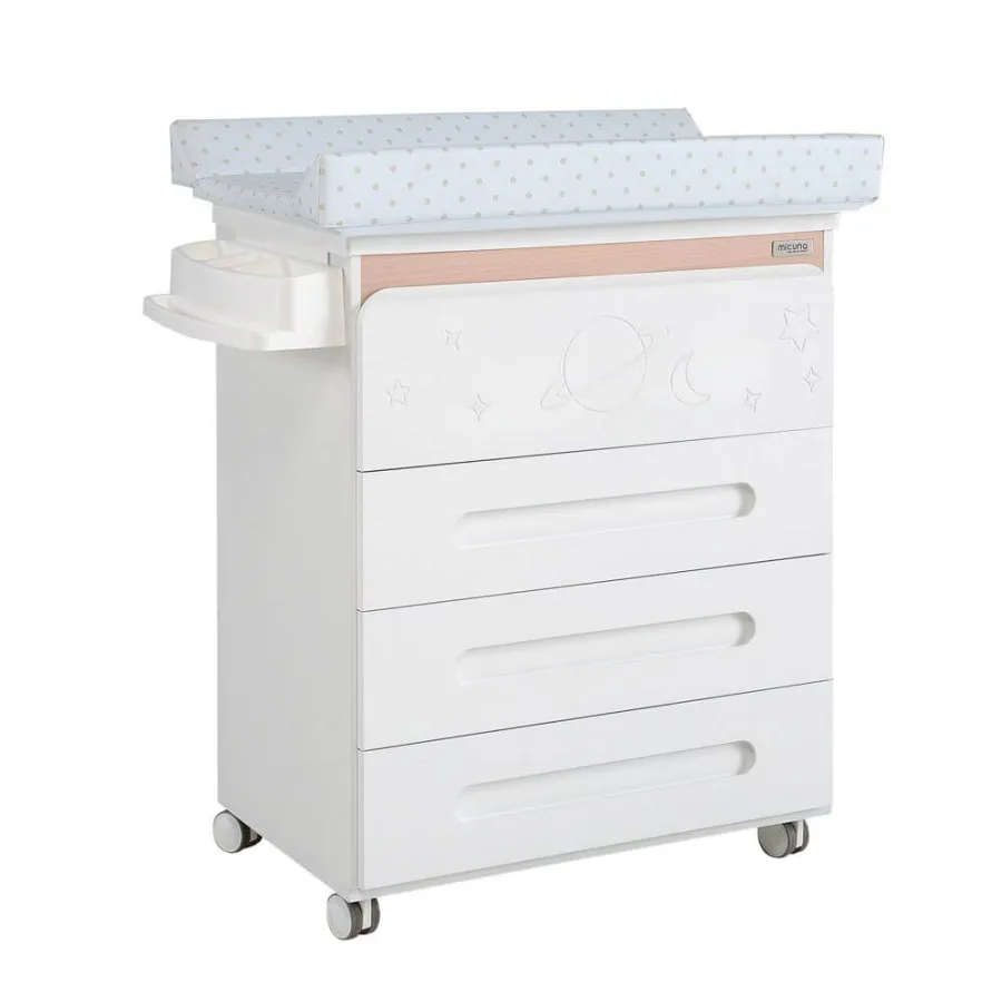 Детский пеленальный комод Micuna Magic & Mum B-1845, white/waterwood dots beige — главный ракурс