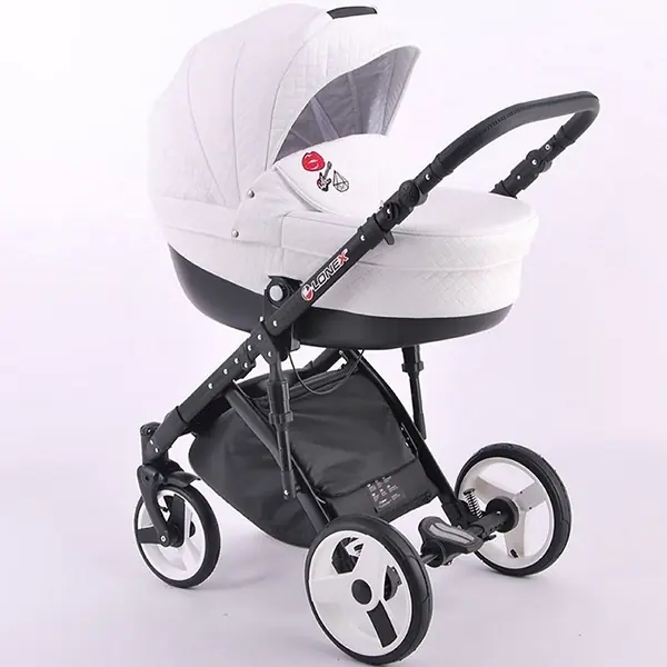 Детская коляска Lonex Comfort Special Ecco 3 в 1, экокожа, White/cell & applic — главный ракурс