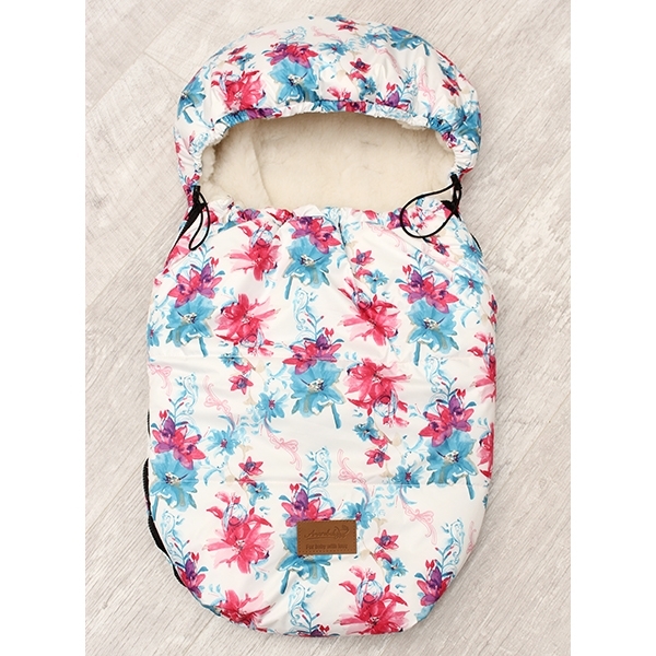 Универсальный меховой конверт AmaroBaby Little Friend Цветы 80х45 см — фото 5