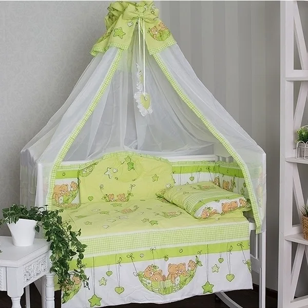 Комплект в кроватку с балдахином GulSara 7 пр., бязь (арт 24.5)