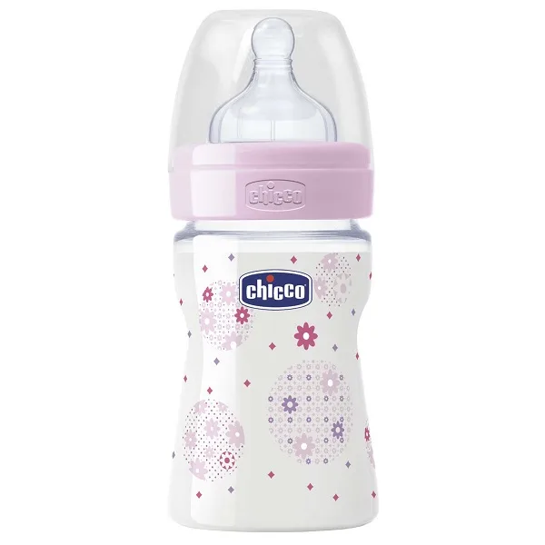 Бутылочка Chicco Well-Being Boy / Girl Чико Велл-Биинг Бой / Герл 150 мл, 0 мес.+, сил. соска, РР, 310205112 Голубой — главный ракурс