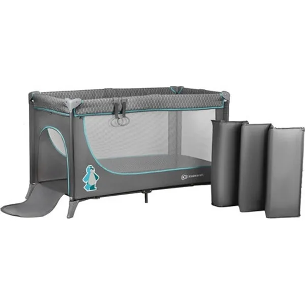 Детский манеж Kinderkraft Joy Basic, Grey-Mint — главный ракурс