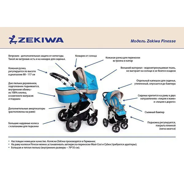 Детская коляска Zekiwa Finesse 2 в 1 — фото 3