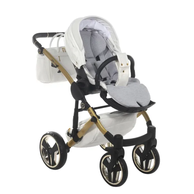 Детская коляска Junama Diamond Mirror Satin V2 2 в 1 на золотой раме — фото 28