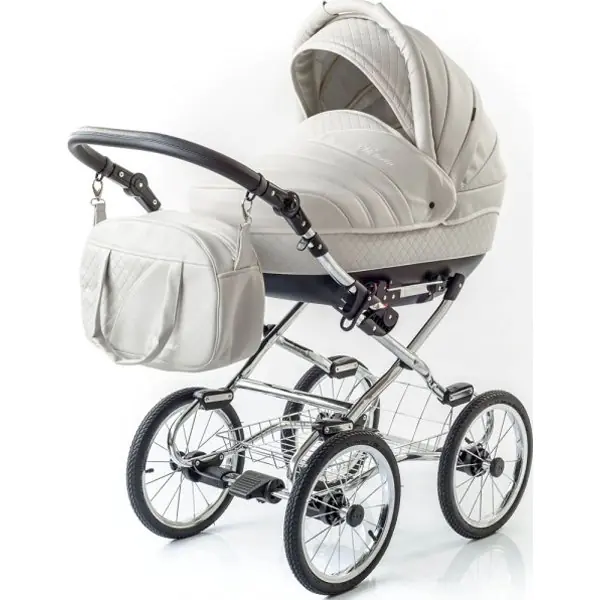 Детская коляска Esperanza Victoria Leatherette кожа 3 в 1 Цвет рамы - Черный - Маленькие колеса — главный ракурс