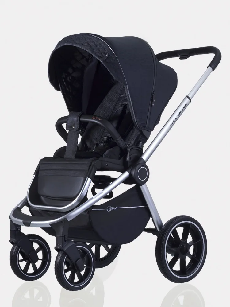 Детская прогулочная коляска Rant Flex Grand на серебряной раме, Midnight Black — главный ракурс