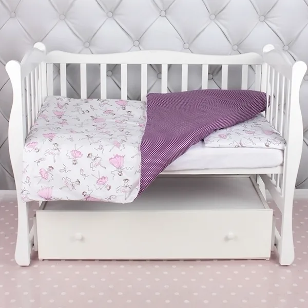 Комплект постельного белья в кроватку AmaroBaby Baby Boom из поплина, 3 предмета, Балерины — главный ракурс