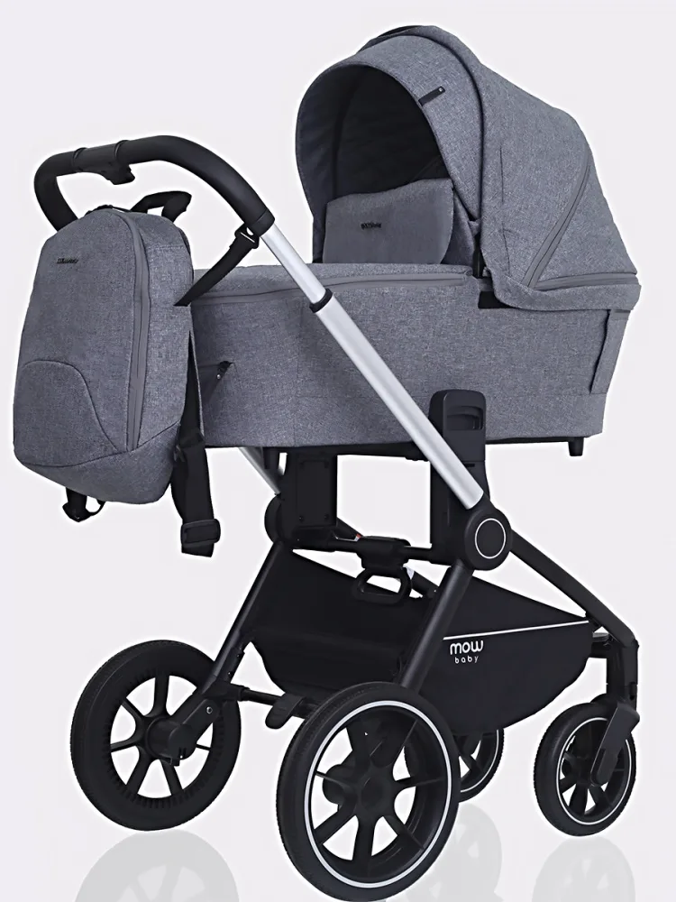 Детская коляска Mowbaby Zoom PU 3 в 1 на серебряной раме, Beige — главный ракурс
