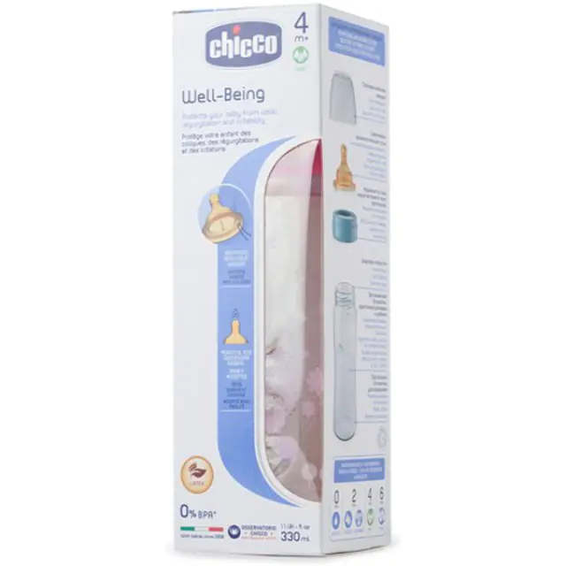 Бутылочка Chicco Well-Being Boy / Girl Чико Велл-Биинг Бой / Герл 330 мл, 4 мес.+, лат. соска, РР — фото 7