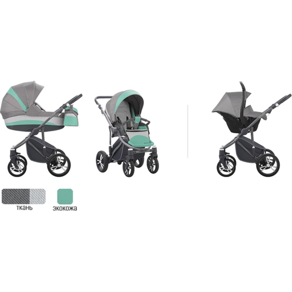Детская коляска Bebetto Murano Colours 3 в 1, ткань+эко-кожа — фото 14