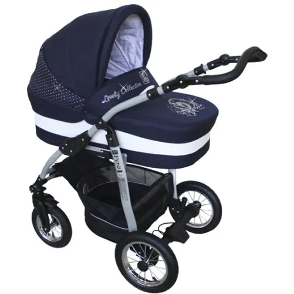 Детская коляска Jedo Classic Fyn 4DS LC 2 в 1, стразы, серебряное шасси — главный ракурс