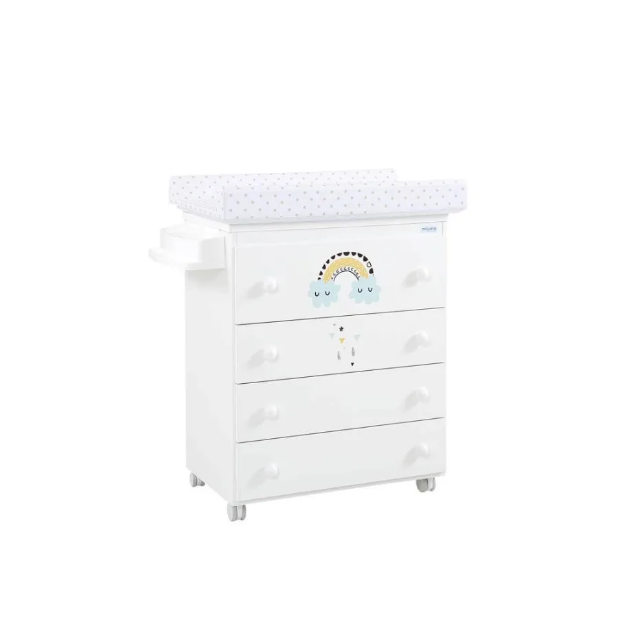 Детский пеленальный комод Micuna Nino B-947, white матрасик beige dots — главный ракурс