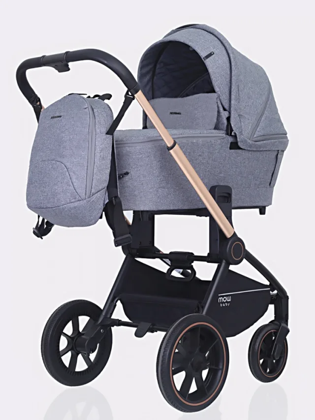Детская коляска Mowbaby Zoom PU 3 в 1 на золотой раме — фото 4