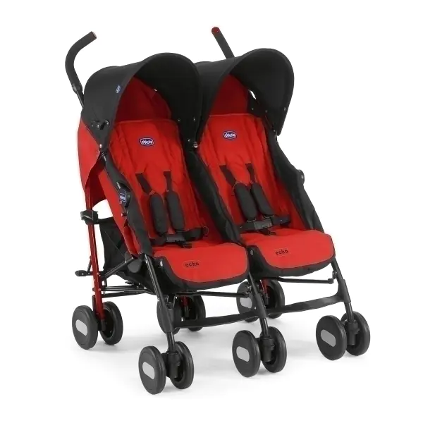 Детская коляска-трость для двойни Chicco Echo Twin Stroller, с рождения, Garnet — главный ракурс