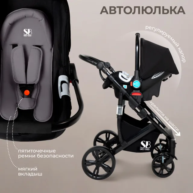 Детская коляска-трансформер Sweet Baby Comfort 3 в 1 — фото 10