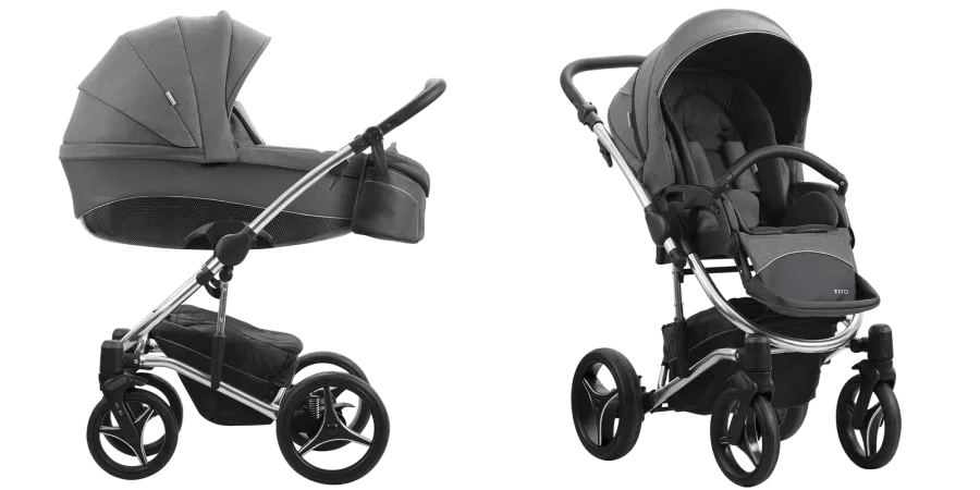 Детская коляска Bebetto Tito Premium Class Silver 2020 3 в 1 — главный ракурс