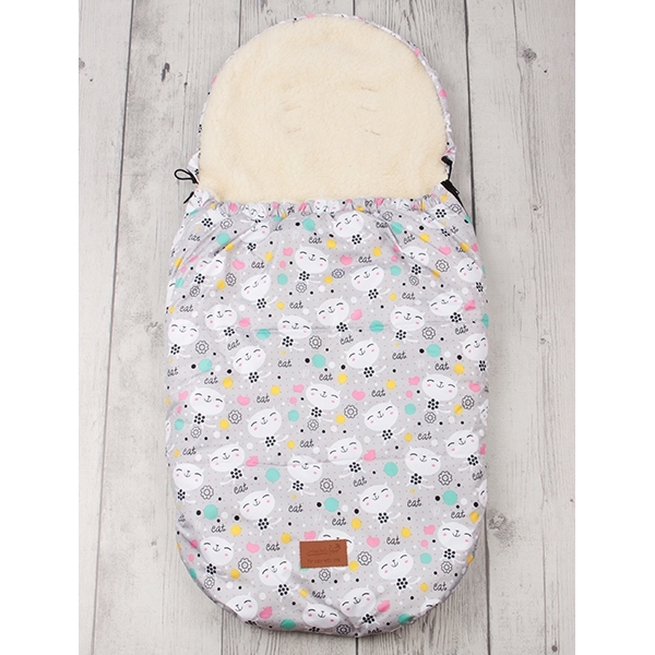 Универсальный меховой конверт AmaroBaby Little Traveller Котики 145х45 см — фото 1