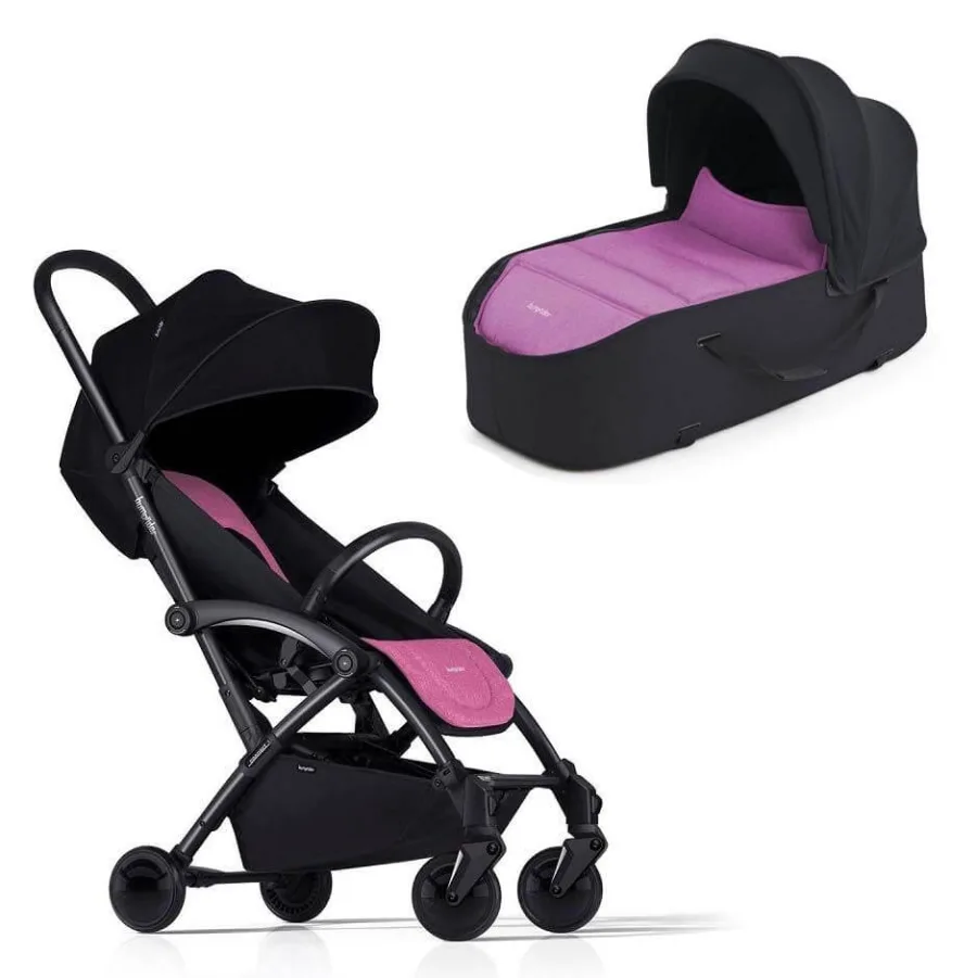 Детская коляска Bumprider Connect 2 2 в 1 с аксессуарами, Black/Pink — главный ракурс