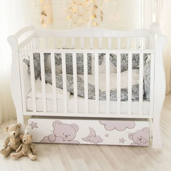 Детская кроватка AmaroBaby Sweet Bear, поперечный маятник — фото 3