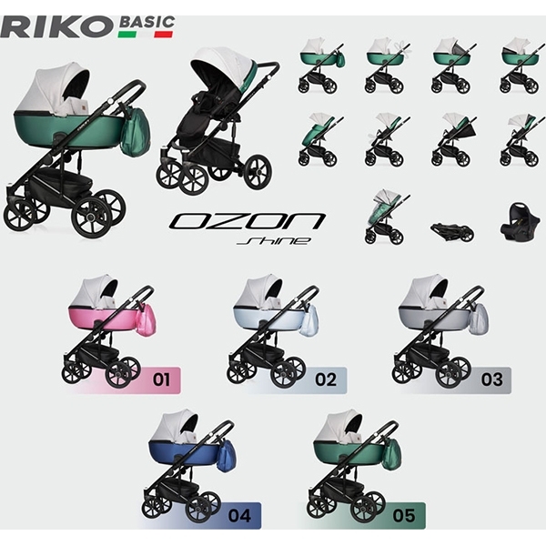 Детская коляска Riko Basic Ozon Shine 2 в 1, эко-кожа — фото 14