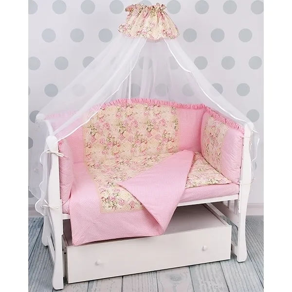 Комплект постели в кроватку AmaroBaby Волшебная Сказка, 7 предметов, поплин, Бирюзовый — главный ракурс