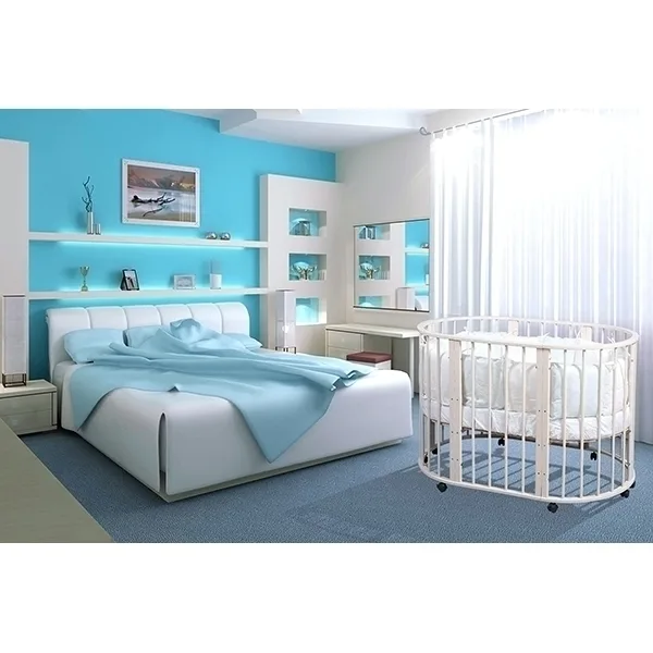 Детская кроватка-трансформер Nastella Овальная Baby Molly 7 в 1, поперечный маятник — фото 6