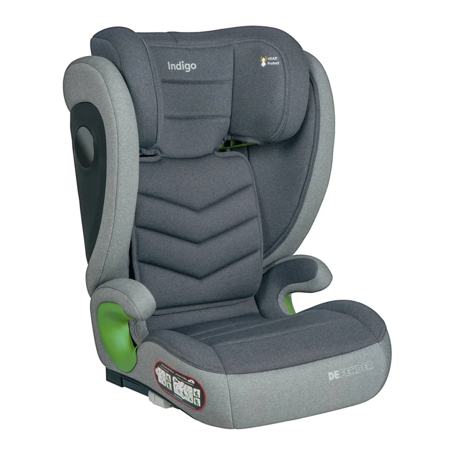 Детское автокресло Indigo Defender Isofix, светло-серый — главный ракурс