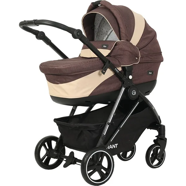Детская коляска Rant Neo 2 в 1, ткань+экокожа, Brown - Beige — главный ракурс