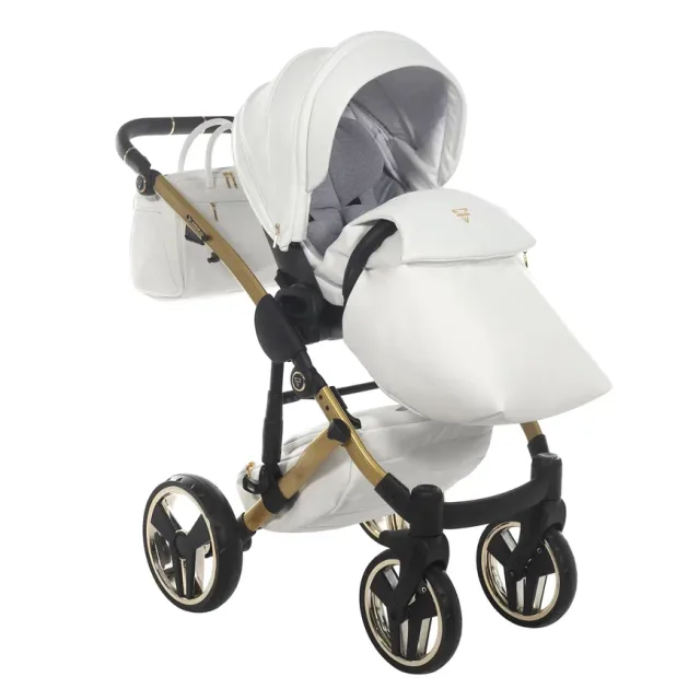 Детская коляска Junama Diamond Mirror Satin V2 3 в 1 на золотой раме — фото 26