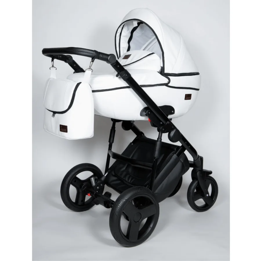 Детская коляска Jaxee Ester Ecco 2 в 1, экокожа, белый снег — главный ракурс