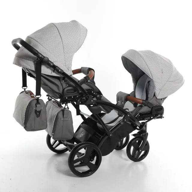 Детская коляска для двойни Junama Madena Duo Slim 2 в 1, ткань+эко-кожа — фото 5