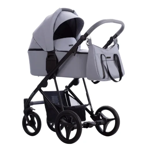 Детская коляска Bebetto Flavio Pro 2 в 1, 04 серо-голубая кожа — главный ракурс