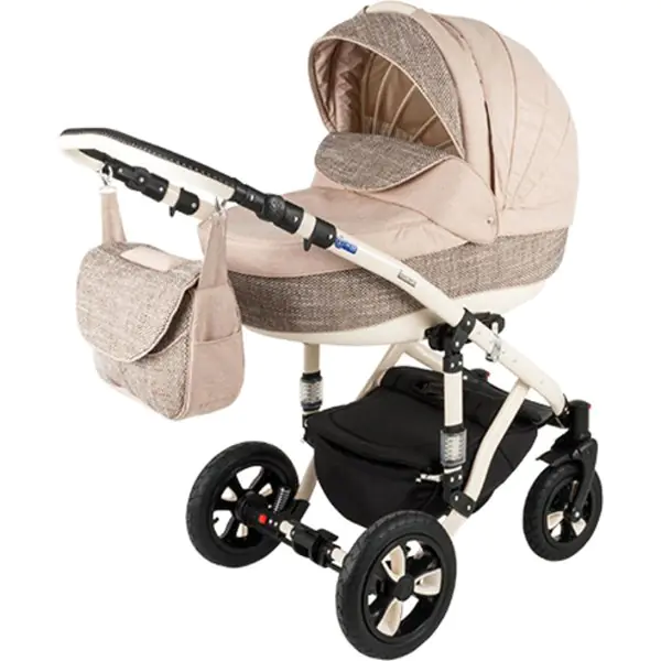 Детская коляска BeBe-Mobile Toscana Deluxe Len Eco 2 в 1, ткань+экокожа — главный ракурс