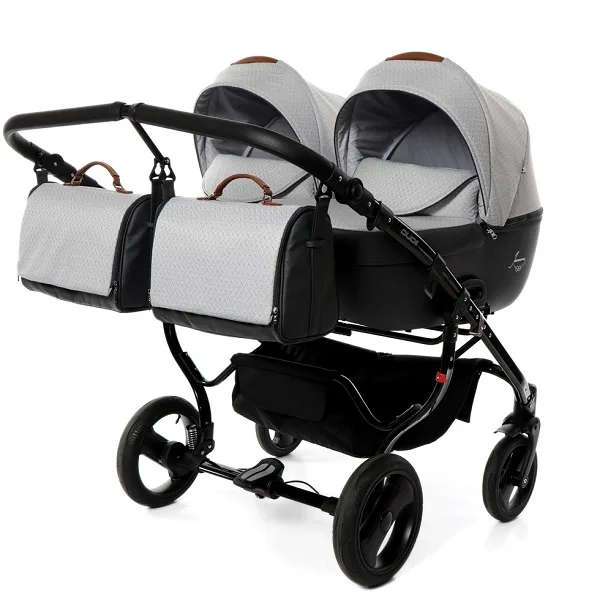 Детская коляска для двойни Junama Madena Duo 2 в 1, ткань+экокожа — главный ракурс