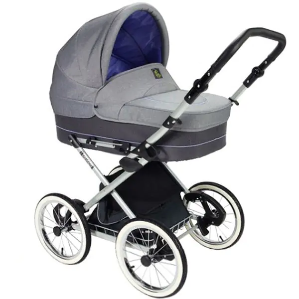 Детская коляска Jedo Classic Bartatina Elegance Alu Plus 2 в 1, ткань, амортизация на ремнях, бежевое шасси — главный ракурс