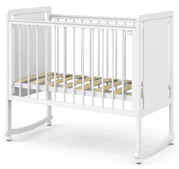 Детская кроватка Indigo Classic колесо, полозья, Белая Аляска — главный ракурс