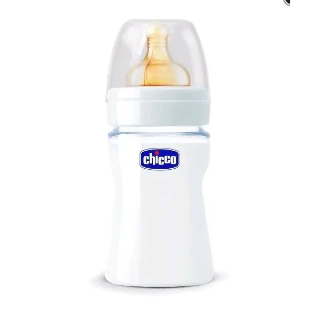 60040 Бутылочка Chicco стеклянная 150 мл  латексная соска,нормальный поток — фото 1