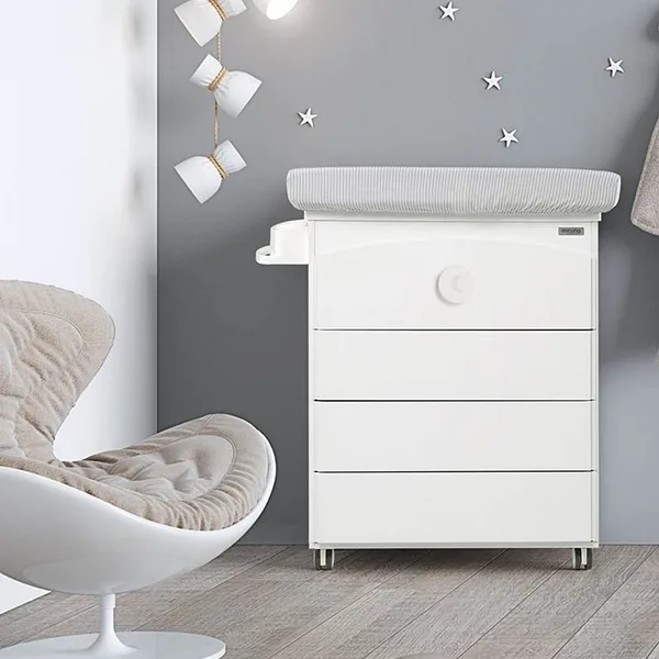 Пеленальный комод Micuna White Moon с ванночкой, с кристаллами Swarovski — главный ракурс