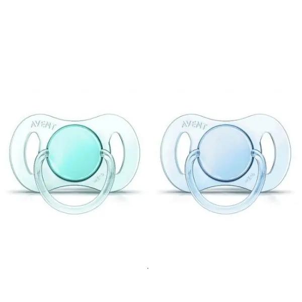 Силиконовая соска-пустышка мини Philips Avent для мальчика 0-2 мес. 81510, 2 штуки — главный ракурс