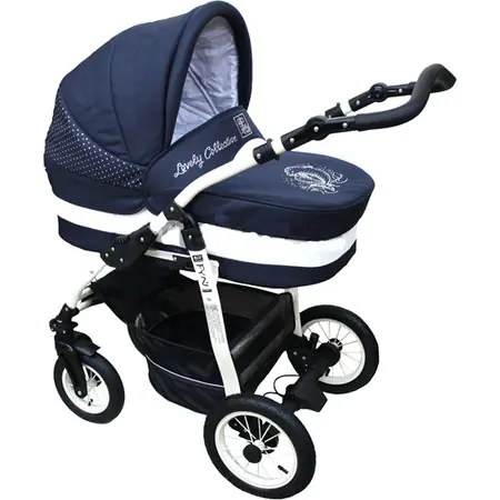 Детская коляска Jedo Classic Fyn 4DS LC 2 в 1, стразы, белое шасси — главный ракурс