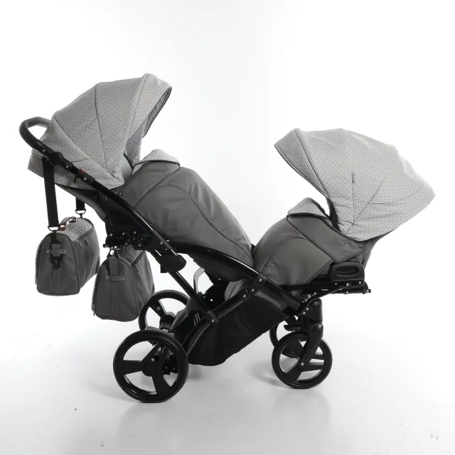 Детская коляска для двойни Junama Madena Duo Slim 2 в 1, ткань+эко-кожа — фото 10